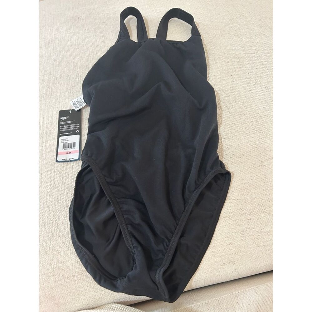 Speedo Women's Solid ProLit Proback One Piece, Black, Size 36/10, NWT